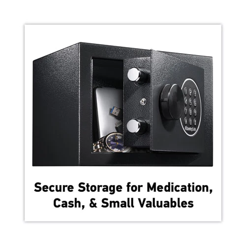 Electronic Security Safe, 0.14 Cu Ft, 9w X 6.6d X 6.6h, Black - Image 2