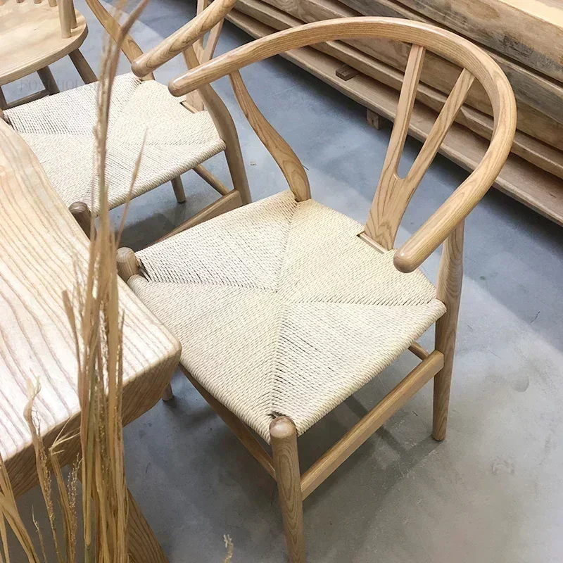 Nordic Solid Wood Dining Chairs Home Kitchen Furniture Modern Chinese Tea Room Chair Leisure Balcony Back Chairs Study Armchair - Image 4