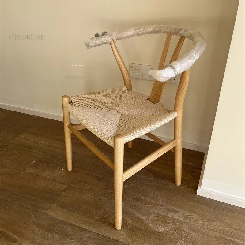 Nordic Solid Wood Dining Chairs Home Kitchen Furniture Modern Chinese Tea Room Chair Leisure Balcony Back Chairs Study Armchair - Image 5